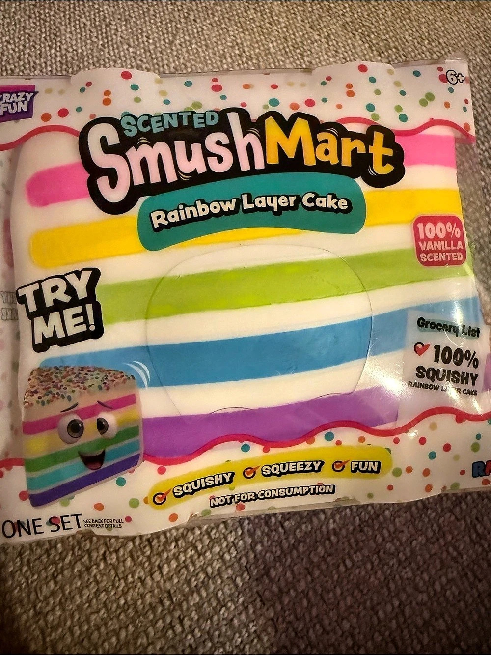 Crazy Fun Scented SmushMårt Rainbow Layer Cake Rainbow Layer Cake Squishy NWT